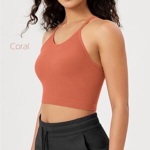 Coral Ribbed Bralette